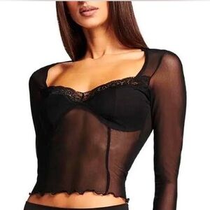 I.AM.GIA black lace mesh top